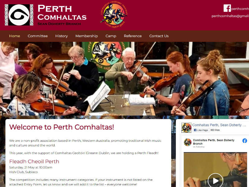 Irish Music Association Perth website